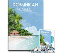 Puzzle della Repubblica Dominicana per adulti e adolescenti, puzzle che aiutano il cervello a esercitare i giocattoli avvincenti per coltivare la pazienza e l'interazione genitore-figlio, 75x50cm