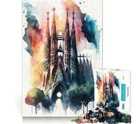 Puzzle della Sagrada Familia da 1000 pezzi per adulti, ideale per rafforzare la memoria, per il divertimento di gruppo, con bordi puliti ed elegante (50x75cm)