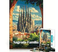 Puzzle della Sagrada Familia di Barcellona da 1000 pezzi per adulti, gioco di logica intelligente, divertimento casual, bordi lisci, decorazione da parete (38x52cm)