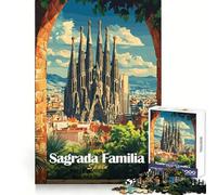 Puzzle della Sagrada Familia di Barcellona da 1000 pezzi per ragazzi, gioco di logica, attività per tutta la famiglia, bordi trasparenti, calda sorpresa (38x26cm)
