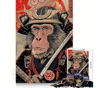 Puzzle della scimmia samurai per ragazzi, 1000 pezzi, gioco stimolante per la mente, divertente e rilassante, taglio preciso, regalo festivo (50x75cm)