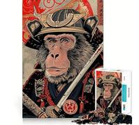 Puzzle della scimmia samurai per ragazzi, 1000 pezzi, gioco stimolante per la mente, divertente e rilassante, taglio preciso, regalo festivo (50x75cm)