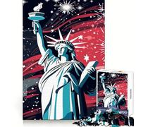 Puzzle della Statua della Libertà con fuochi d'artificio, 1000 pezzi, per ragazzi, ideale per migliorare la memoria, per un relax divertente, con tagli netti e un pezzo da collezione 38x52cm