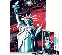 Puzzle della Statua della Libertà con fuochi d'artificio da 1000 pezzi per adolescenti, ideale per ricordare, migliorare, rilassare la mente, con dettagli nitidi e raffinati 38x26cm