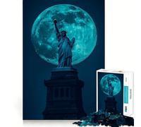 Puzzle della Statua della Libertà con la Luna per adolescenti, 1000 pezzi, gioco per l'esercizio mentale, attività per la casa, taglio di precisione, decorazione murale 38x52cm