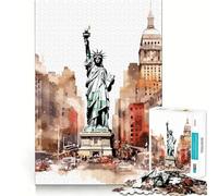 Puzzle della Statua della Libertà da 1000 pezzi per ragazzi, gioco di logica semplice, svago facile, taglio perfetto, regalo di compleanno 38x52cm
