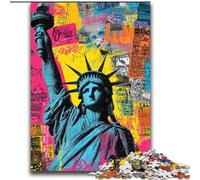 Puzzle della Statua della Libertà per adulti, 2000 puzzle, antistress per ammazzare il tempo durante le vacanze, con poster abbinato e foglio di quiz (70x100cm)