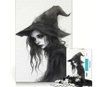 Puzzle della strega ad acquerello,1000 pezzi,gioco cognitivo divertente,taglio di alta precisione, alleviare lo stress (38x26cm)