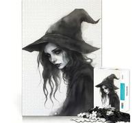 Puzzle della strega ad acquerello per ragazzi,1000 pezzi,divertente gioco di memoria,superficie liscia e senza sbavature,regalo di compleanno,rompicapo (38x52cm)