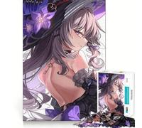 Puzzle della strega dai capelli viola, 1000 pezzi, per adulti, gioco di concentrazione e svago, ideale per la casa, con bordi netti, regalo perfetto per Babbo Natale (38x52cm)