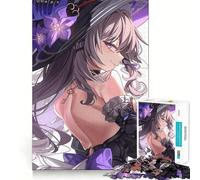 Puzzle della strega dai capelli viola per ragazzi, 1000 pezzi, stimola la memoria, gioco al chiuso, assemblaggio di immagini, regalo per le vacanze (38x26cm)