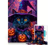Puzzle della strega e del gatto per ragazzi,1000 pezzi,gioco di abilità mentale,taglio laser per un incastro perfetto,momento di tranquillità,esercizio mentale a casa (38x52cm)