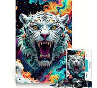 Puzzle della Tigre Bianca da 1000 pezzi per ragazzi, gioco di logica, momento di relax, bordo di qualità, regalo perfetto 50x75cm
