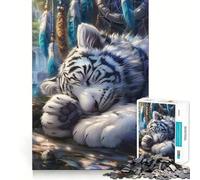 Puzzle della Tigre Bianca Dormiente per Ragazzi, 1000 Pezzi, Gioco di Logica Fine, Passatempo Rilassante, Bordo Preciso, Pezzo da Collezione Artistico 50x75cm