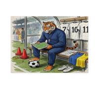 Puzzle della tigre della stagione calcistica 2026 per adulti, 500 pezzi, pronti per la partita, puzzle in legno con allenatore di animali selvatici, decorazione sportiva per l'intrattenimento