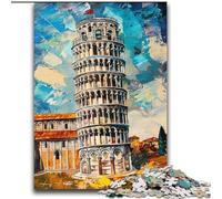 Puzzle della Torre di Pisa per adulti e adolescenti, gioco stimolante e per famiglie con poster abbinato e foglio di quiz (70x100cm)