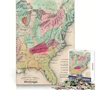 Puzzle della vecchia mappa dell'America per adulti, 1000 pezzi, migliora la memoria, piacevole per i momenti di relax, taglio di precisione, regalo speciale (38x52cm)