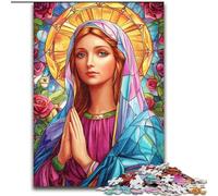 Puzzle della Vergine Maria in vetro colorato per adulti, 1000 pezzi, aiuta il cervello a esercitare i giocattoli avvincenti per coltivare la pazienza, decorazione perfetta (50x75cm)