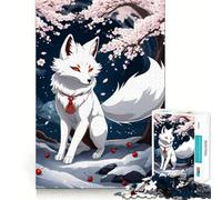 Puzzle della Volpe Bianca Kitsune per adulti,1000 pezzi,gioco stimolante per la mente,dimensioni uniformi,pezzi precisi,ideale da portare in viaggio,gioco per allenare la mente,regalo (50x75cm)