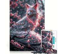 Puzzle della volpe Kitsune bianca,1000 pezzi,gioco di concentrazione mentale,tagli di precisione,bordi lisci,attività rilassante per serate tranquille (50x75cm)