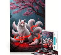 Puzzle della volpe Kitsune bianca,1000 pezzi,gioco di memoria,taglio di precisione,attività creativa interattiva per stimolare la mente a casa (38x52cm)