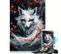Puzzle della volpe Kitsune bianca,1000 pezzi,gioco di memoria,taglio di precisione,attività creativa interattiva per stimolare la mente a casa (38x26cm)