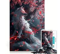Puzzle della volpe Kitsune bianca,1000 pezzi,gioco di memoria,taglio di precisione,attività creativa interattiva per stimolare la mente a casa (38x52cm)