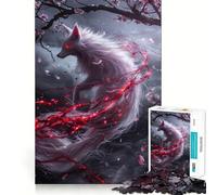 Puzzle della volpe Kitsune bianca per adulti,1000 pezzi,gioco di concentrazione,tagli di precisione,bordi lisci,divertente sfida per i momenti di attesa (50x75cm)