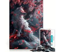 Puzzle della volpe Kitsune bianca per adulti,1000 pezzi,gioco di memoria,montaggio sicuro e stabile,gioco significativo per costruire connessioni (50x75cm)