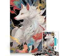 Puzzle della volpe Kitsune giapponese bianca per ragazzi,1000 pezzi,gioco stimolante per la mente,montaggio sicuro e stabile,attività di condivisione per i propri cari (38x52cm)