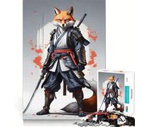Puzzle della Volpe Samurai da 1000 pezzi per adolescenti, gioco di logica stimolante per il relax mentale, bordi chiari, regalo elegante (38x26cm)