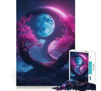 Puzzle dell'albero della luna rosa per ragazzi, 1000 pezzi, rafforza la memoria, calma, passatempo, qualità, bordo, regalo festivo (38x52cm)