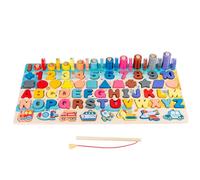 Puzzle dell'alfabeto in legno, puzzle di numeri con forme magnetiche e canna da pesca, giocattolo educativo per l'apprendimento precoce per bambine e bambini, giocattoli per l'apprendimento dei p