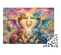 Puzzle dell'amore dei draghi 1000 pezzi Puzzle della città da favola gioco di puzzle in famiglia ideale per rilassarsi cartone riciclato 100% decorazione interna 52x38cm/1000 pezzi