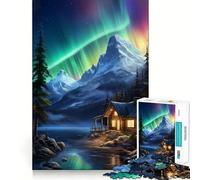 Puzzle dell'aurora boreale per adulti, 1000 pezzi, con tema "Aurora boreale", "Tempo di pace", taglio preciso, lista dei desideri di Babbo Natale (50x75cm)