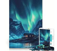 Puzzle dell'Aurora del Nord da 1000 pezzi per adolescenti, gioco cognitivo, passatempo rilassante, bordo premium, lista dei desideri di Babbo Natale (38x26cm)