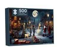 Puzzle dell'Avvento Puzzle natalizio a tema animale da 500 pezzi Stile 2 | Caldi temi animali festivi, pezzi di cartoncino bianco, oltre 14 attività rilassanti per potenziare il cervello