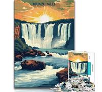 Puzzle delle Cascate di Iguazu per adolescenti, difficili da completare ma divertenti e divertenti, con poster abbinato e foglio di quiz 75x50cm