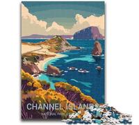 Puzzle delle Isole del Canale per adolescenti da 1000 pezzi, giocattoli educativi per l'apprendimento, giochi per famiglie con poster abbinato e foglio di quiz, 1000 pezzi (50x75cm)