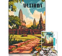 Puzzle delle rovine di Ayutthaya da 1000 pezzi per adulti e adolescenti, ideale come regalo per tutta la famiglia, adatto per 14 persone, 26x38cm