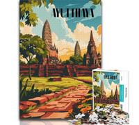 Puzzle delle rovine di Ayutthaya da 1000 pezzi per adulti, gioco stimolante e gioco per famiglie, ideale come regalo per tutta la famiglia, 38x26cm
