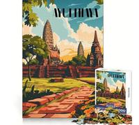 Puzzle delle rovine di Ayutthaya per ragazzi, 1000 pezzi, benessere mentale, attività rilassante, assemblaggio perfetto, regalo significativo (50x75cm)