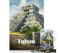 Puzzle delle rovine Maya di Tulum per ragazzi, 1000 pezzi, stimolante per la mente, divertente e rilassante, con bordi precisi Un regalo perfetto (38x26cm)