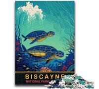 Puzzle delle tartarughe marine di Biscayne per adolescenti, antistress per ammazzare il tempo durante le vacanze, con poster abbinato e foglio di quiz (38x26cm)
