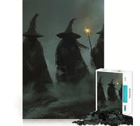 Puzzle delle Tre Streghe di Halloween per Adolescenti, 1000 pezzi per allenare la mente, semplice e divertente da assemblare, regalo prezioso 38x26cm