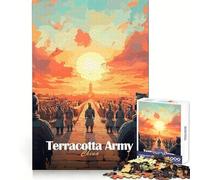 Puzzle dell'esercito di terracotta al tramonto per adolescenti, 1000 pezzi, gioco per allenare la mente, semplice e divertente da assemblare, regalo prezioso 50x75cm