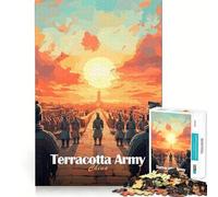 Puzzle dell'esercito di terracotta al tramonto per adolescenti, 1000 pezzi, gioco per allenare la mente, semplice e divertente da assemblare, regalo prezioso 50x75cm