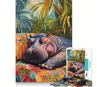 Puzzle dell'ippopotamo addormentato da 1000 pezzi per ragazzi, gioco che stimola la logica e favorisce il gioco rilassante, con bordi di alta qualità e grafica da collezione 38x26cm