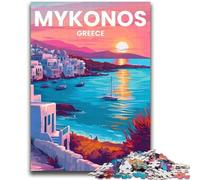 Puzzle dell'isola di Mykonos per adulti e adolescenti, puzzle antistress per trascorrere il tempo in casa, per migliorare l'amore tra coppie, 2000 pezzi (70x100cm)