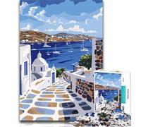 Puzzle dell'isola greca di Mykonos per adolescenti, 1000 pezzi, giocattoli educativi per l'apprendimento, giochi per famiglie, migliorano l'amore tra coppie, 75x50cm